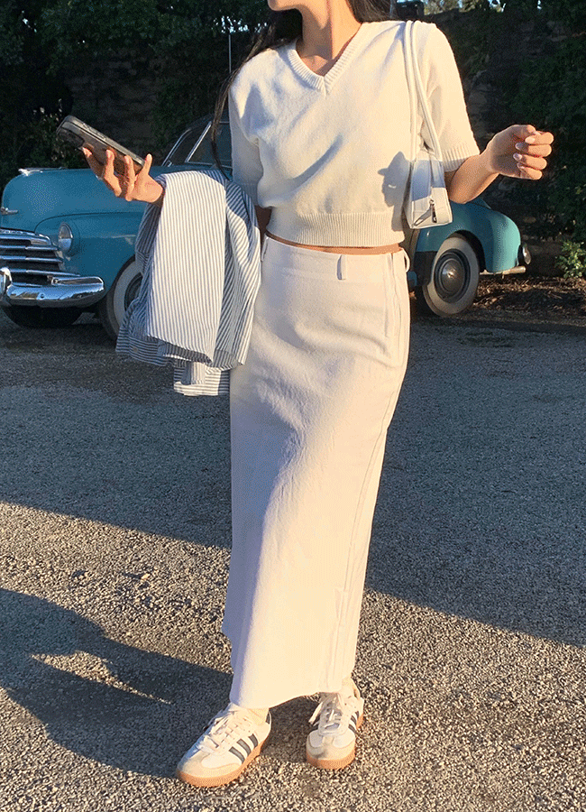 Cotton long skirt (2color)