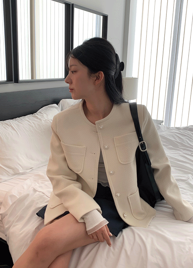 [하객룩] Page round tweed jacket (3color)