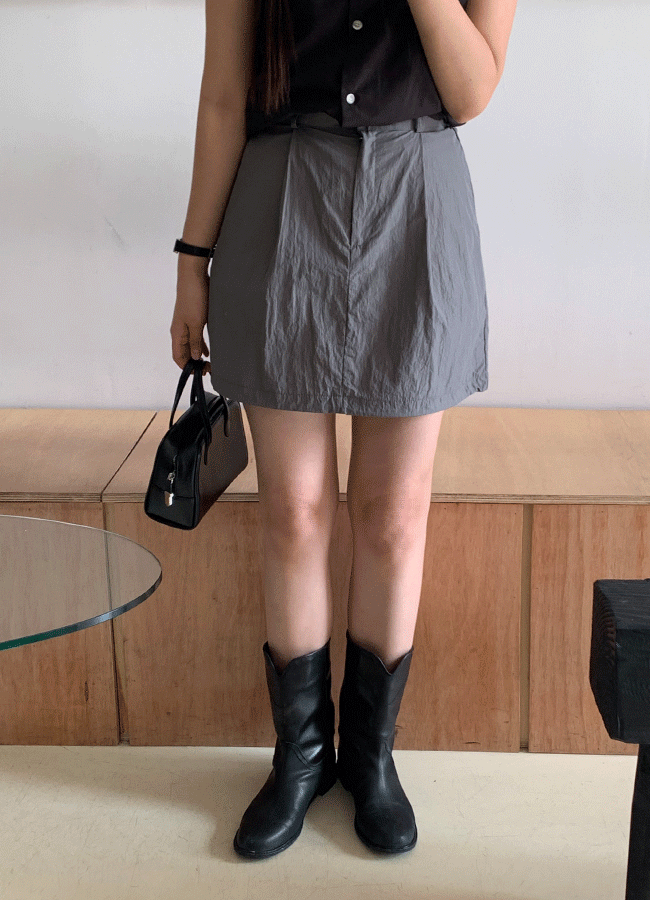 Nylon pin-tuck skirts (2color)