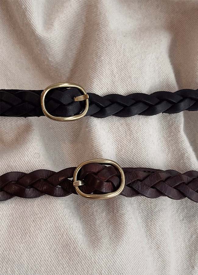 Leather braid belt (2color)